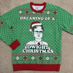 Tipsy Elves The Office Dreaming Of A Dwight Christmas Sweater Large Green Ugly